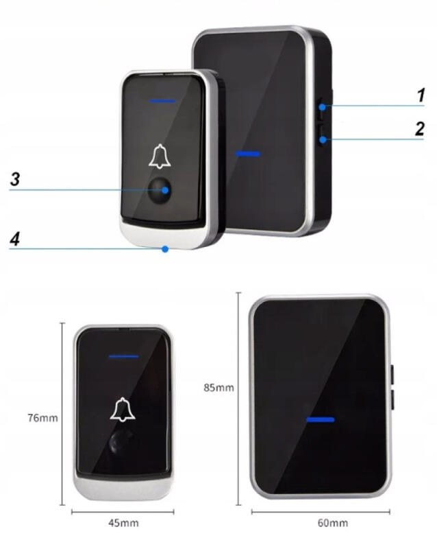 DZWONEK BEZPRZEWODOWY WODOODPORNY NA BATERIĘ DRZWI