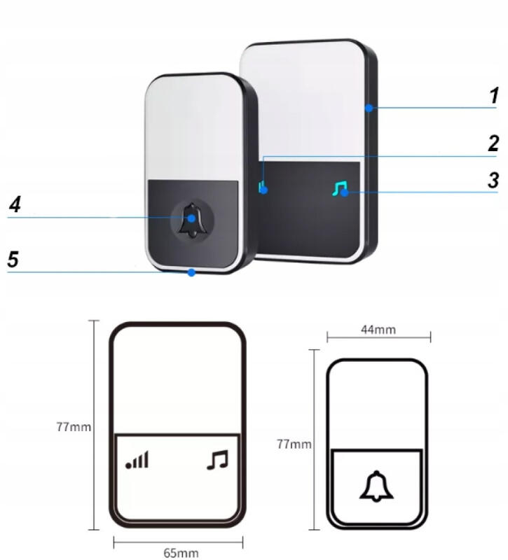 DZWONEK BEZPRZEWODOWY WODOODPORNY NA BATERIĘ DRZWI