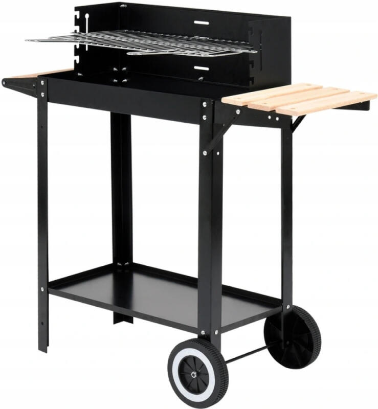 GRILL WĘGLOWY OGRODOWY RUSZT PÓŁKA + KÓŁKA ROŻEN