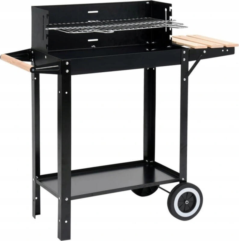 GRILL WĘGLOWY OGRODOWY RUSZT PÓŁKA + KÓŁKA ROŻEN