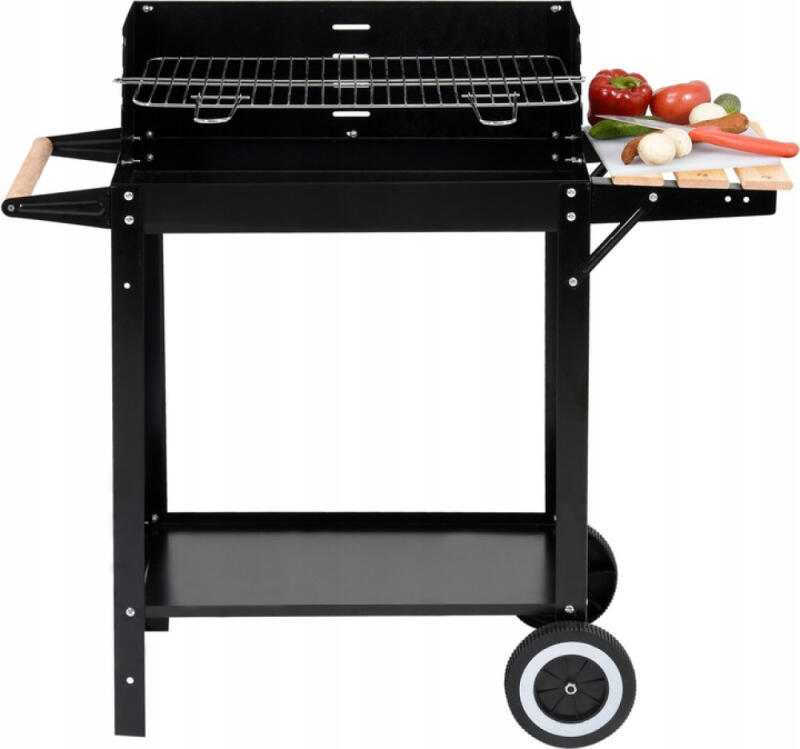 GRILL WĘGLOWY OGRODOWY RUSZT PÓŁKA + KÓŁKA ROŻEN