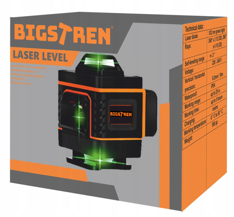 POZIOMICA LASEROWA 360 SAMOPOZIOMUJĄCA KRZYŻOWA 4D Z PLATFORMĄ LASER ZIELON