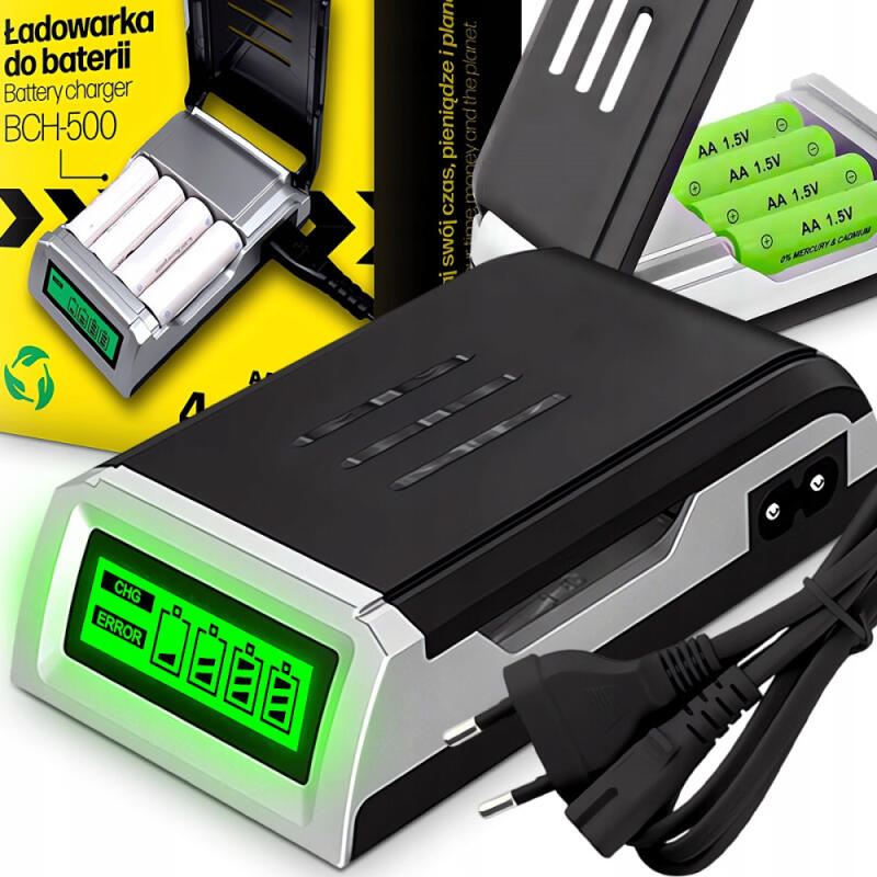 SZYBKA ŁADOWARKA DO AKUMULATORÓW BATERII PALUSZKÓW AA i AAA AUTOMATYCZNA
