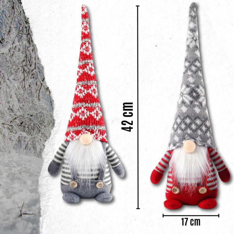 SKRZATY ŚWIĄTECZNE KRASNALE PARA OZDOBA ŚWIĄTECZNA GNOM DUŻY PREZENT 2szt.