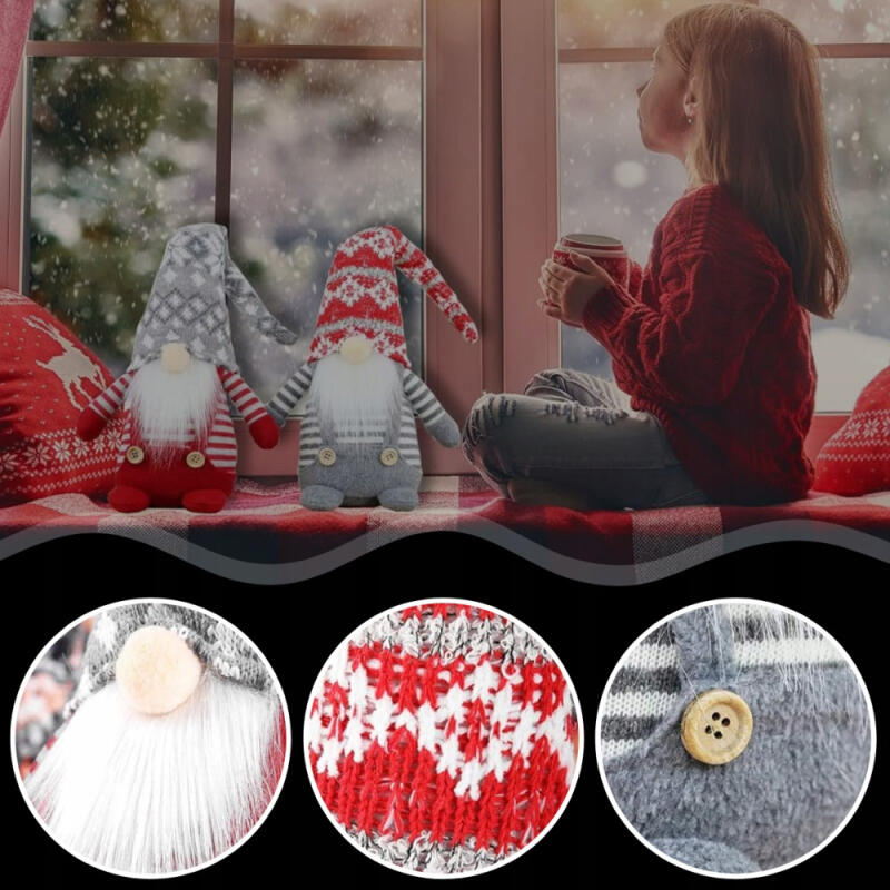 SKRZATY ŚWIĄTECZNE KRASNALE PARA OZDOBA ŚWIĄTECZNA GNOM DUŻY PREZENT 2szt.