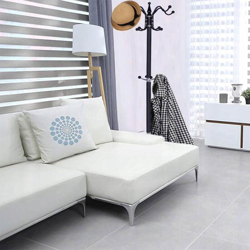 WIESZAK STOJĄCY NA UBRANIA METALOWY DO PRZEDPOKOJU CZARNY PODŁOGOWY STOJAK