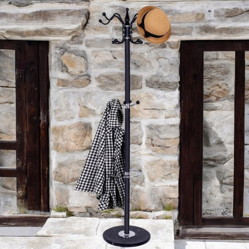 WIESZAK STOJĄCY NA UBRANIA METALOWY DO PRZEDPOKOJU CZARNY PODŁOGOWY STOJAK