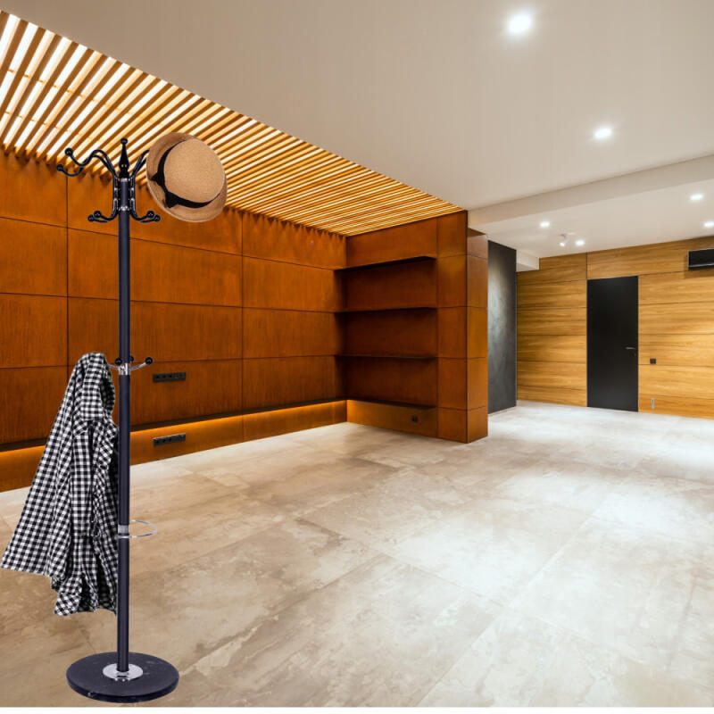 WIESZAK STOJĄCY NA UBRANIA METALOWY DO PRZEDPOKOJU CZARNY PODŁOGOWY STOJAK