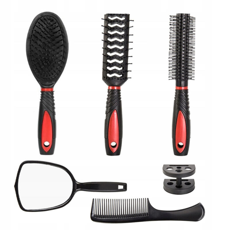 SZCZOTKA DO WŁOSÓW GRZEBIEŃ LUSTERKO ZESTAW SZCZOTEK FRYZJERSKI 5 szt.