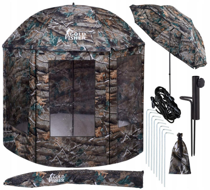 PARASOL WĘDKARSKI NAMIOT NA RYBY WODOODPORNY PEŁNY Z OSŁONĄ MOCNA CZASZA