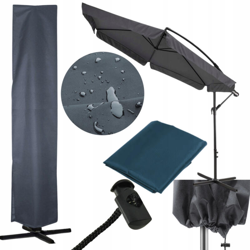 POKROWIEC NA PARASOL OGRODOWY DUŻY 3M 3,5M UNIWERSALNY PLANDEKA ŚCIĄGACZ