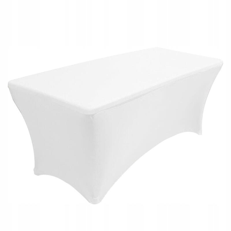 POKROWIEC OBRUS NA STÓŁ CATERINGOWY BANKIETOWY BIAŁY 180x76cm ELASTYCZNY