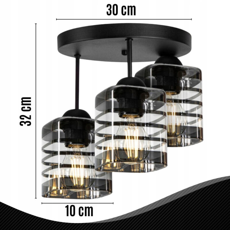 LAMPA SUFITOWA PLAFON LED WISZĄCA ŻYRANDOL LED 3 ŻARÓWKI E27 KUCHNIA POKÓJ