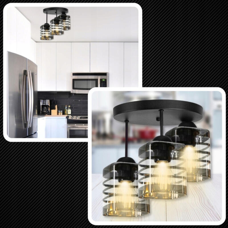 LAMPA SUFITOWA PLAFON LED WISZĄCA ŻYRANDOL LED 3 ŻARÓWKI E27 KUCHNIA POKÓJ