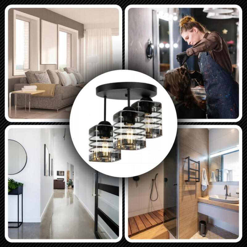 LAMPA SUFITOWA PLAFON LED WISZĄCA ŻYRANDOL LED 3 ŻARÓWKI E27 KUCHNIA POKÓJ