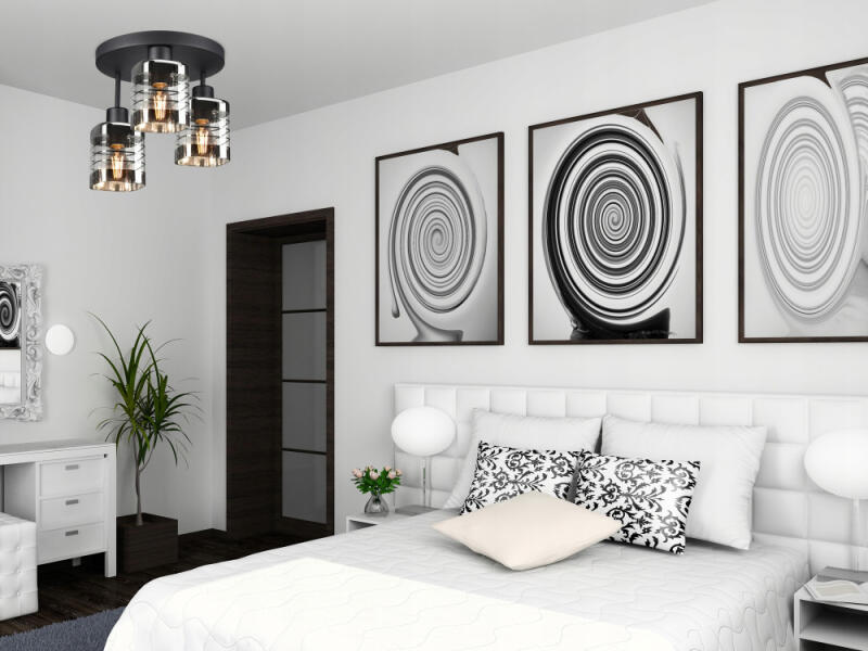 LAMPA SUFITOWA PLAFON LED WISZĄCA ŻYRANDOL LED 3 ŻARÓWKI E27 KUCHNIA POKÓJ