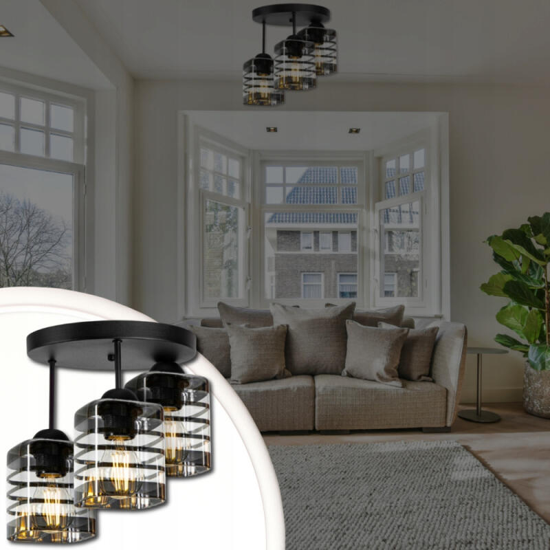 LAMPA SUFITOWA PLAFON LED WISZĄCA ŻYRANDOL LED 3 ŻARÓWKI E27 KUCHNIA POKÓJ