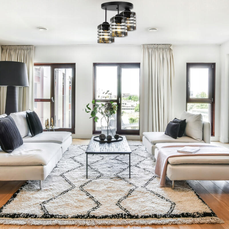 LAMPA SUFITOWA PLAFON LED WISZĄCA ŻYRANDOL LED 3 ŻARÓWKI E27 KUCHNIA POKÓJ