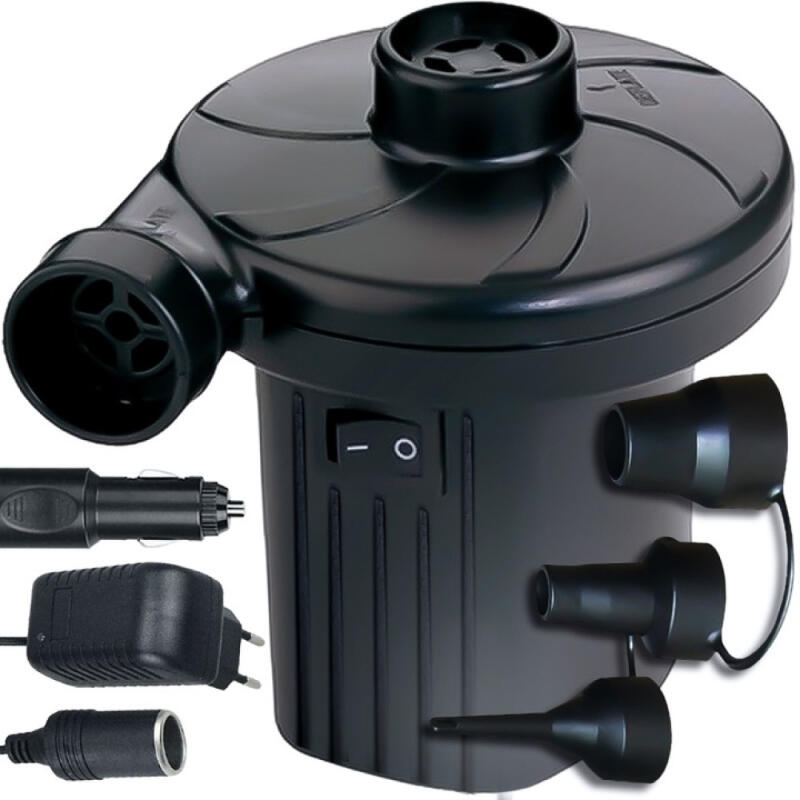 POMPKA ELEKTRYCZNA 12V/230V DO MATERACA PIŁKI BASENU 2w1 KOŃCÓWKI ZESTAW