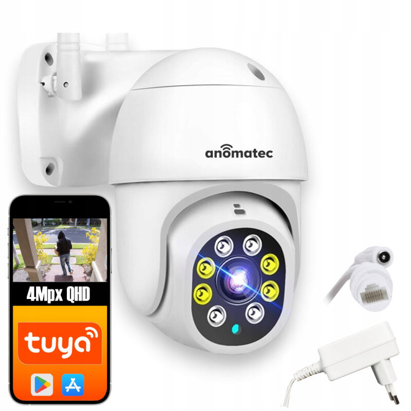 KAMERA ZEWNĘTRZNA BEZPRZEWODOWA OBROTOWA Z KARTĄ PAMIĘCI 128GB IP TUYA 4MPX