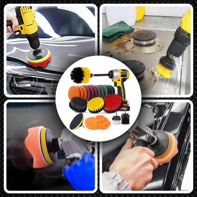 SZCZOTKI SPRZĄTAJĄCE NA WIERTARKĘ WKRĘTARKĘ PADY DUŻY ZESTAW PREMIUM XXL