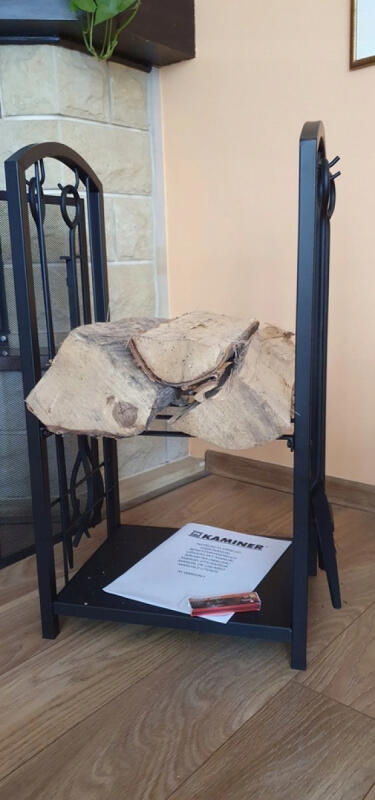 KOSZ NA DREWNO DO KOMINKA STOJAK NA DREWNO KOMINKOWE OPAŁOWE + PRZYBORY