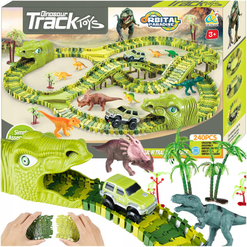 TOR WYŚCIGOWY SAMOCHODOWY MEGA ZESTAW 270 EL. XXL DINOZAUR PARK MAGIC TRACK