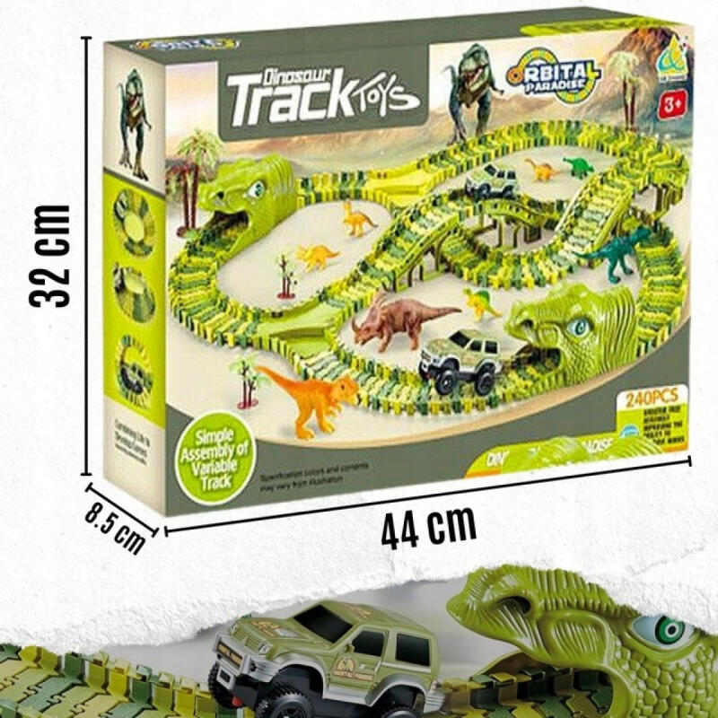 TOR WYŚCIGOWY SAMOCHODOWY MEGA ZESTAW 270 EL. XXL DINOZAUR PARK MAGIC TRACK