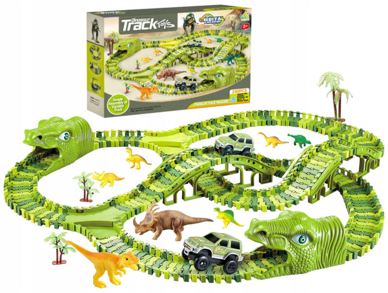 TOR WYŚCIGOWY SAMOCHODOWY MEGA ZESTAW 270 EL. XXL DINOZAUR PARK MAGIC TRACK