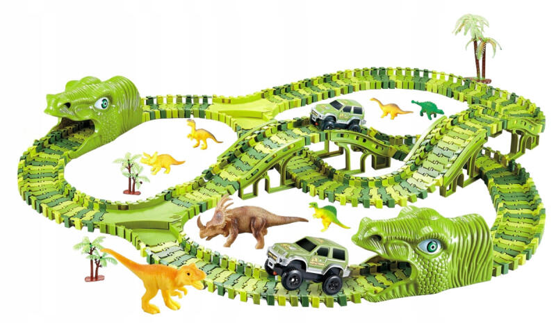 TOR WYŚCIGOWY SAMOCHODOWY MEGA ZESTAW 270 EL. XXL DINOZAUR PARK MAGIC TRACK