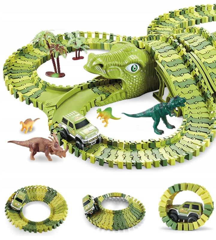 TOR WYŚCIGOWY SAMOCHODOWY MEGA ZESTAW 270 EL. XXL DINOZAUR PARK MAGIC TRACK