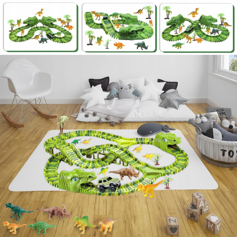 TOR WYŚCIGOWY SAMOCHODOWY MEGA ZESTAW 270 EL. XXL DINOZAUR PARK MAGIC TRACK