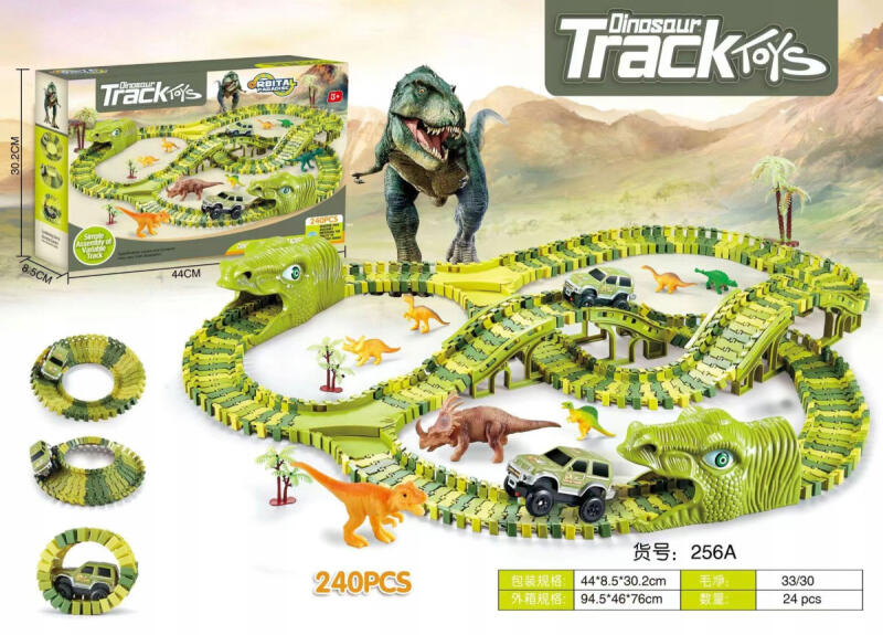 TOR WYŚCIGOWY SAMOCHODOWY MEGA ZESTAW 270 EL. XXL DINOZAUR PARK MAGIC TRACK