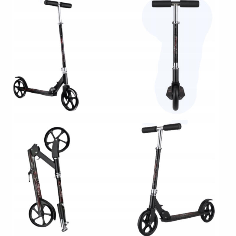 Hulajnoga Miejska Dla Dzieci Dorosłych Czarna Duże Koła Regulowana Solidna