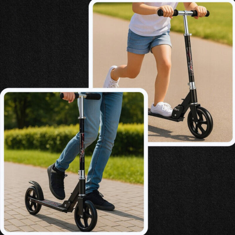 Hulajnoga Miejska Dla Dzieci Dorosłych Czarna Duże Koła Regulowana Solidna