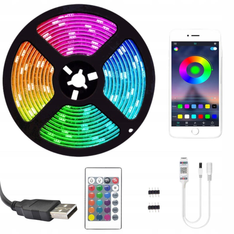 Taśma Led Rgb Usb Bluetooth 10M Wodoodporna Mobilna Aplikacja Pasek Pilot