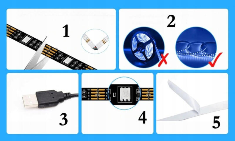 Taśma Led Rgb Usb Bluetooth 10M Wodoodporna Mobilna Aplikacja Pasek Pilot