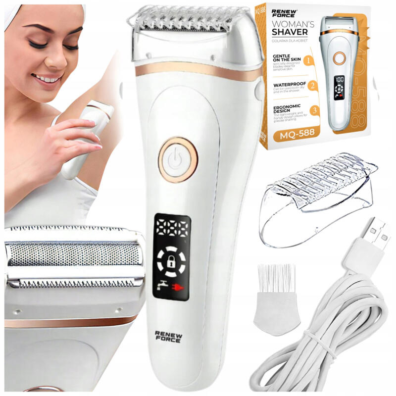 Golarka Damska Depilator Bezprzewodowy Miejsc Intymnych Nóg Pach Ciała LCD