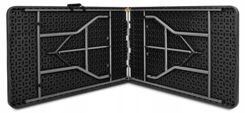 Stół Rozkładany Ogrodowy Cateringowy 240cm Składany W Walizkę Czarny Duży