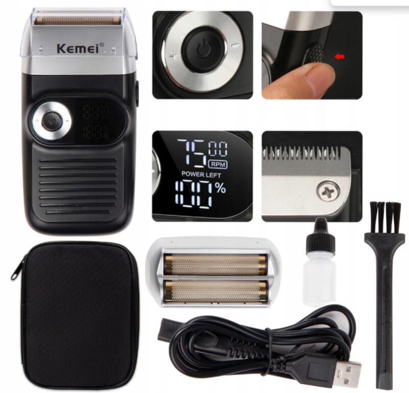 Maszynka Do Golenia Golarka Męska Elektryczna Foliowa Oryginalna KEMEI