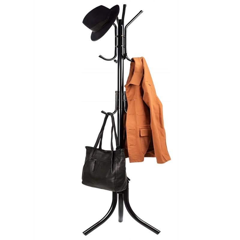 WIESZAK STOJĄCY NA UBRANIA KURTKI METALOWY CZARNY STOJAK PODŁOGOWY LOFT