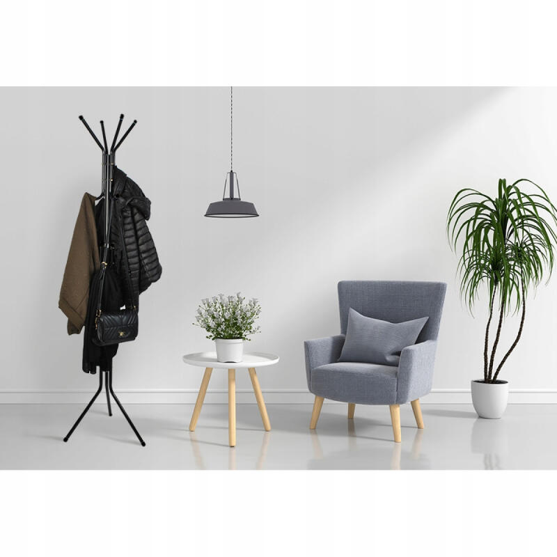 WIESZAK STOJĄCY NA UBRANIA KURTKI METALOWY CZARNY STOJAK PODŁOGOWY LOFT