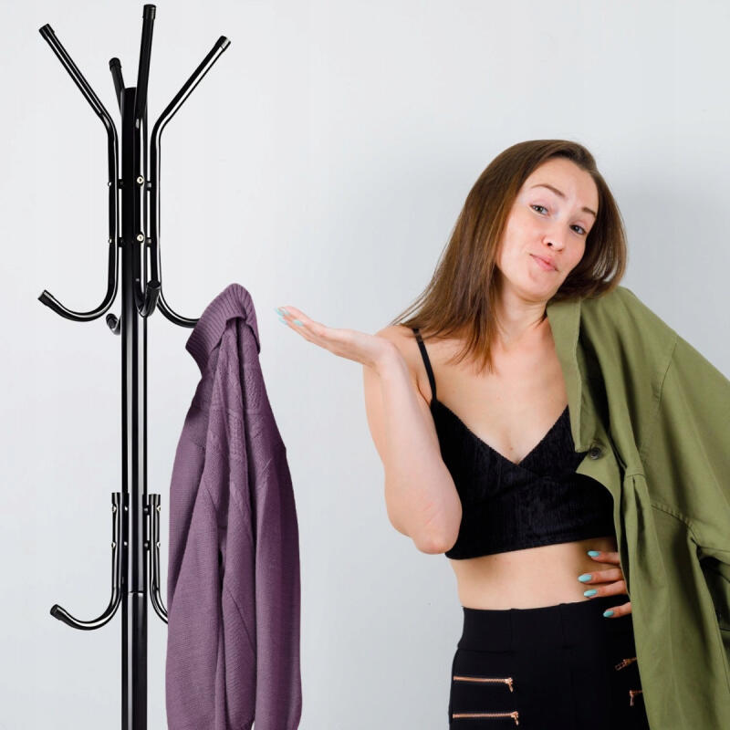 WIESZAK STOJĄCY NA UBRANIA KURTKI METALOWY CZARNY STOJAK PODŁOGOWY LOFT