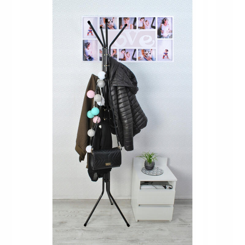 WIESZAK STOJĄCY NA UBRANIA KURTKI METALOWY CZARNY STOJAK PODŁOGOWY LOFT