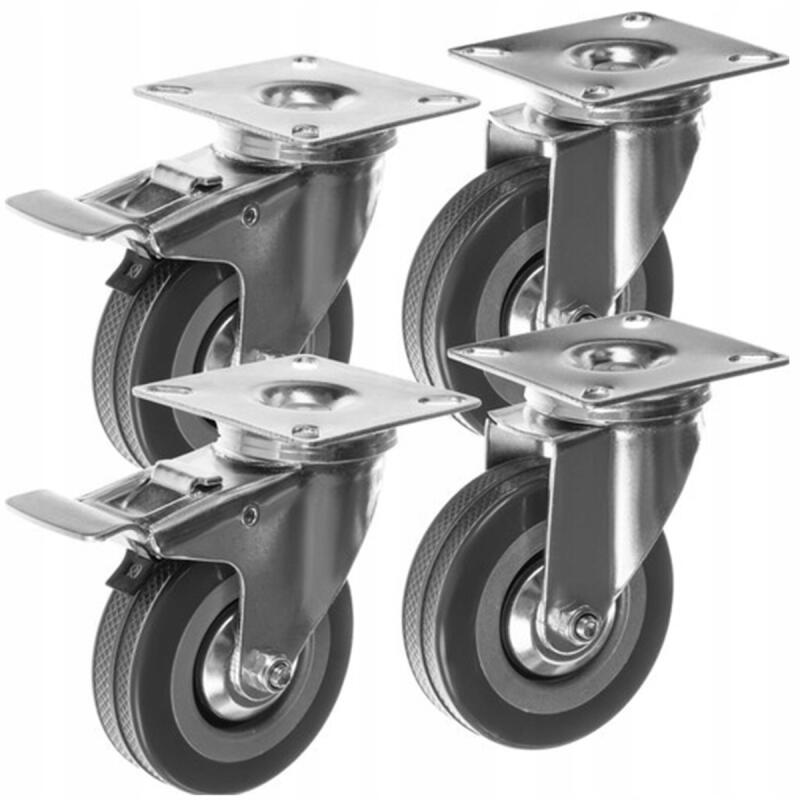 Koła Kółka Jezdne Obrotowe Z Hamulcem 4 szt Nie Rysują 70mm Transportowe