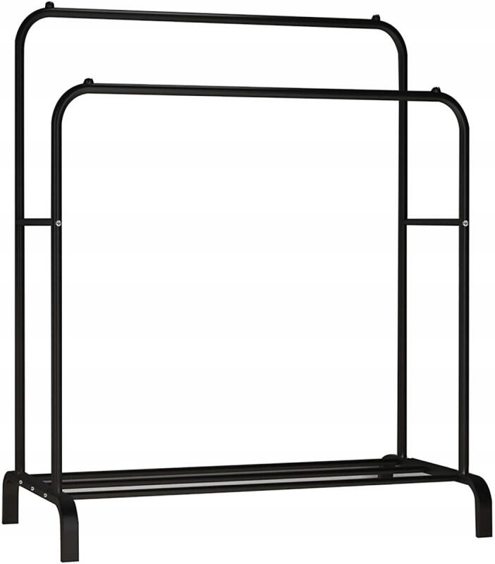 Wieszak Stojący Na Ubrania Metalowy Do Przedpokoju Czarny Podłogowy Kurtki