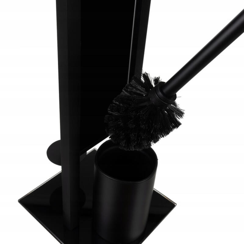 Stojak Na Papier Toaletowy Czarny Ze Szczotką Wc Uchwyt Łazienkowy 3w1 Loft