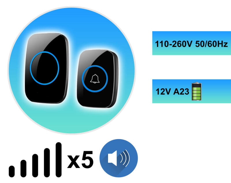 DZWONEK BEZPRZEWODOWY NA BATERIĘ WODOODPORNY ZEWNĘTRZNY DUŻY ZASIĘG 300M