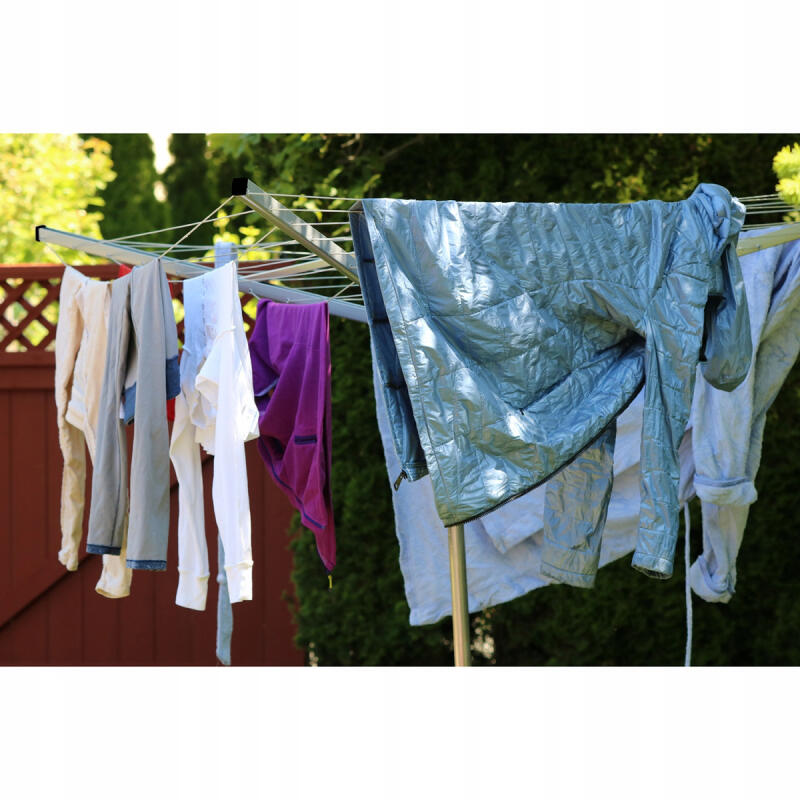 Suszarka Na Pranie Ogrodowa Stojąca Pionowa Zewnętrzna Składana Kotwa Linka