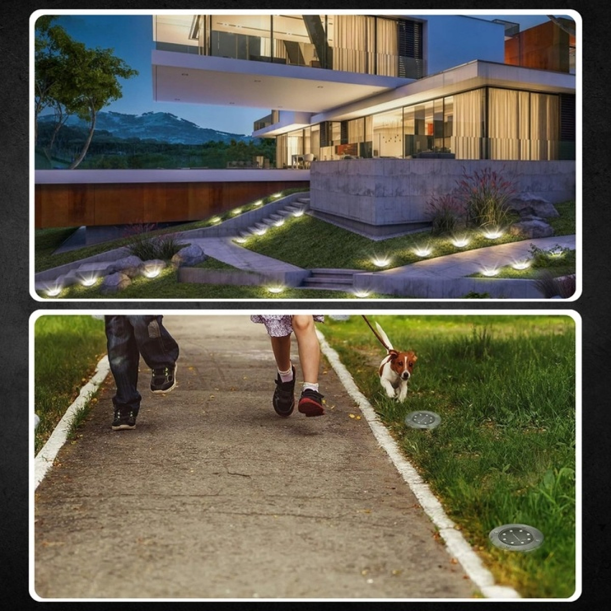 LAMPA SOLARNA OGRODOWA LED x12 szt. LAMPKI ZEWNĘTRZNE DYSK WBIJANE CZUJNIK